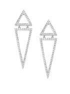 Effy Diamond Pav&eacute; & 14k White Gold Geometric Drop Earrings