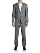 Saks Fifth Avenue Black Classic-fit Woven Wool Suit