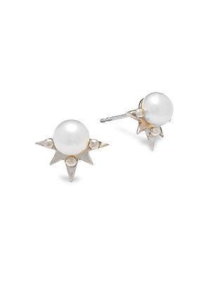 Anzie Aztec 8mm White Pearl & Sterling Silver Stud Earrings