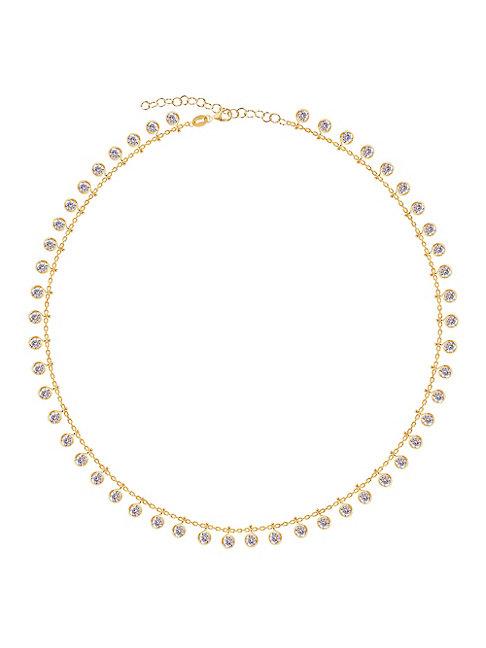 Gabi Rielle 14k Gold Vermeil & Cubic Zirconia Loaded Bevel Drop Necklace