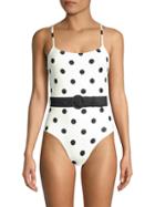 Solid And Striped The Nina Belted Polka Dot One-piece Swimsuit