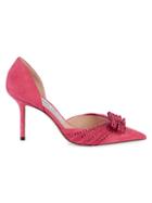 Jimmy Choo Embellished Bow Suede D'orsay Pumps