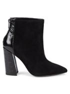 Charles David Croc-embossed Leather & Suede Point-toe Booties