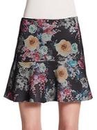 Saks Fifth Avenue Red Floral Scuba Skirt