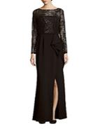 Carmen Marc Valvo Infusion Solid Sequined Gown