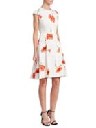 Lela Rose Blair Floral Cap-sleeve Dress