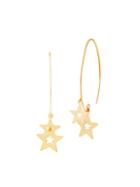 Saks Fifth Avenue 14k Yellow Gold Polished Double Star Drop Earrings