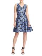 Donna Karan Floral Jacquard Fit & Flare Dress