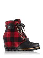 Sorel Pdx Plaid And Leather Wedge Booties