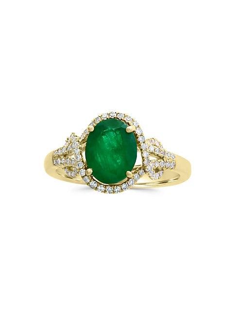 Effy 14k Gold Emerald & Diamond Twist Ring