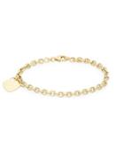 Saks Fifth Avenue Made In Italy Heart 14k Yellow Gold Charm Bracelet