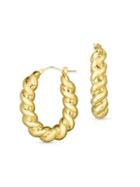 Sphera Milano 14k Yellow Gold Oval Ribbed Hoop Earrings