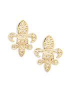 Kc Designs 14k Yellow Gold And Diamond Fleur De Lis Stud Earrings