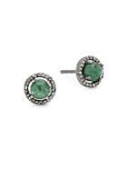 Adornia Emerald & Champagne Diamond Stud Earrings