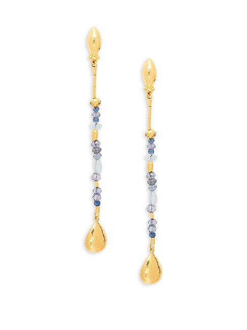 Gurhan Delicate Hue Collection Flurries Two-tone Multi-stone Long Earrings