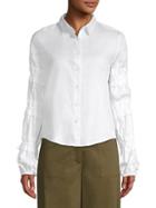 Alexis Andriel Ruched-sleeve Button-down Top