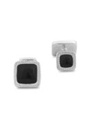 Zegna Sterling Silver & Onyx Double-sided Cufflinks