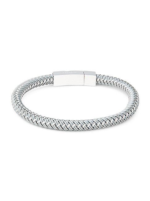 Tateossian Sterling Silver & Rubber Braided Bracelet