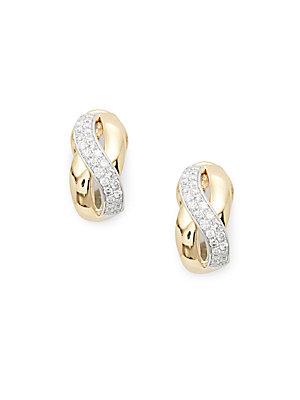 Effy Diamond & 14k Yellow Gold Hoop Earrings