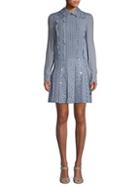 Valentino Embroidered Eyelet Collared Shift Dress