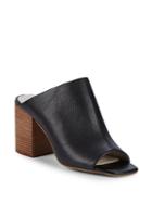 Kenneth Cole Mary Lockup Leather Block Heel Mule Sandals/3.75