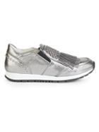 Tod's Fringed Metallic Leather Slip-on Sneakers