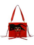 Valentino Garavani Large Panther V-ring Leather Shoulder Bag