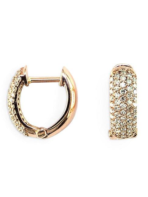 Effy 14k Rose Gold Diamond Hoop Earrings