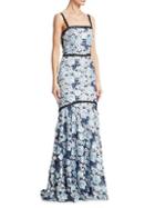 Theia Lace Tank Flare Gown