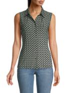 Tommy Hilfiger Printed Collared Sleeveless Top