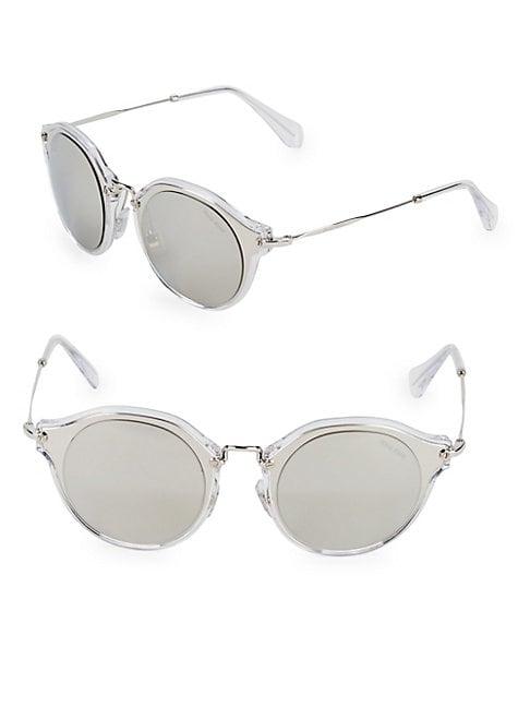 Miu Miu Lucite 49mm Round Sunglasses