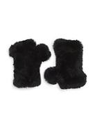Saks Fifth Avenue Black Fingerless Rabbit Fur Texting Gloves