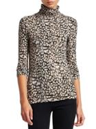 Majestic Threads Soft Touch Leopard Print Turtleneck