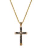 Effy 14k Yellow Gold & Black Diamond Cross Pendant Necklace