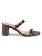 Saks Fifth Avenue Barrett Croc-embossed Leather Block-heel Sandals