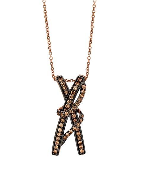 Le Vian Chocolatier Chocolate Diamonds And 14k Strawberry Gold Pendant Necklace