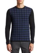 Saks Fifth Avenue Collection Wool Distressed Plaid Sweater