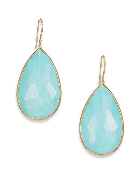 Ippolita Rock Candy Turquoise & 18k Yellow Gold Large Pear Drop Earrings