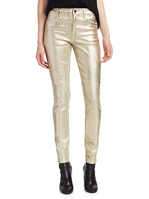 J Brand Maria High-rise Metallic Coated Skinny Jeans