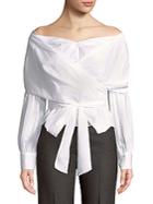 Bcbgmaxazria Cotton Off-the-shoulder Belted Top