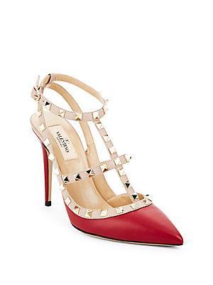 Valentino Point Toe Leather Pumps