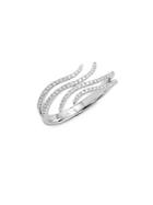 Ef Collection Double Wave Diamond & 14k White Gold Ring