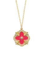 Gabi Rielle 22k Goldplated Cubic Zirconia & Enamel Clover Pendant Necklace
