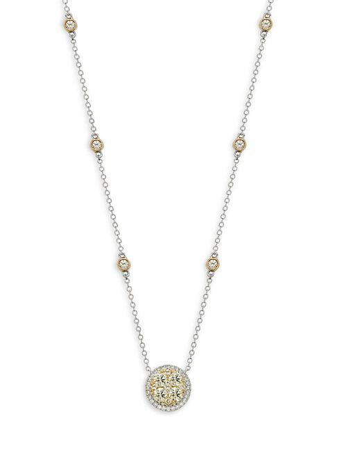 Effy 14k White & Yellow Gold & Diamond Pendant Necklace