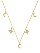 Sterling Forever Crystal Moon & Star Charm Necklace