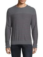 Saks Fifth Avenue Black Striped Merino Wool Sweater