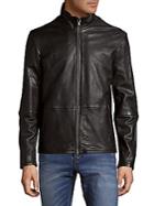 John Varvatos Zip Front Leather Jacket