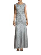 Adrianna Papell Sleeveless Sequined Pleated Gown