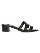 Sam Edelman Illie Croc-embossed Leather Block-heel Slides