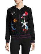 Cynthia Rowley Embroidered Bomber Hoodie